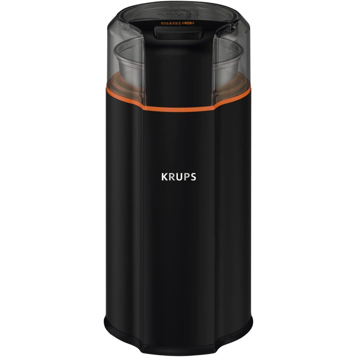 Кавомолка електрична Krups GVX212 Compact з регулюванням помелу та вибором кількості чашок, нержавіюча сталь, чорна