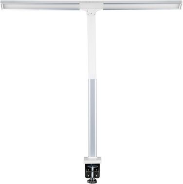 FeinTech LTL00320E Велика LED настільна лампа 80 см, димована, з прищіпкою, біло-срібляста