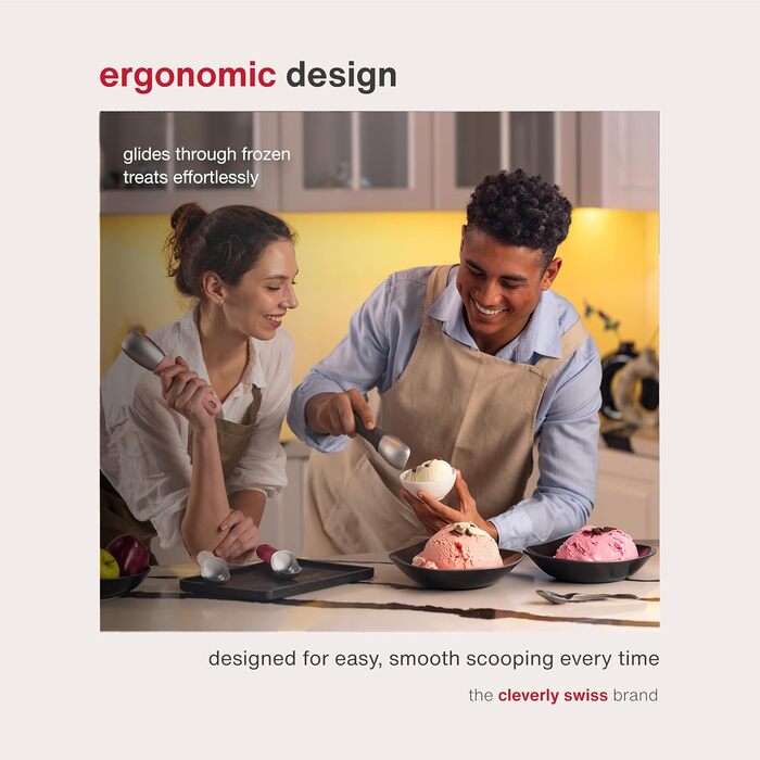 Ложка для морозива Zyliss рожева, антипригарна, ергономічна, для сорбету та твердого морозива, посудомийна