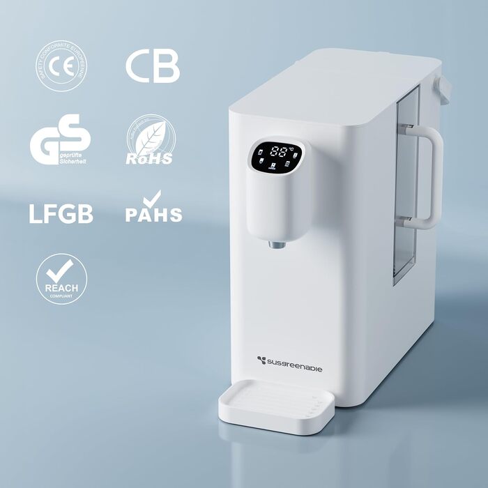 CIARRA X SusGreenable Система зворотного осмосу для питної води 100GPD з підігрівом, 4 температурні режими, 5-ступеневий фільтр RO з SGROF03, настільний без встановлення, чорний/білий