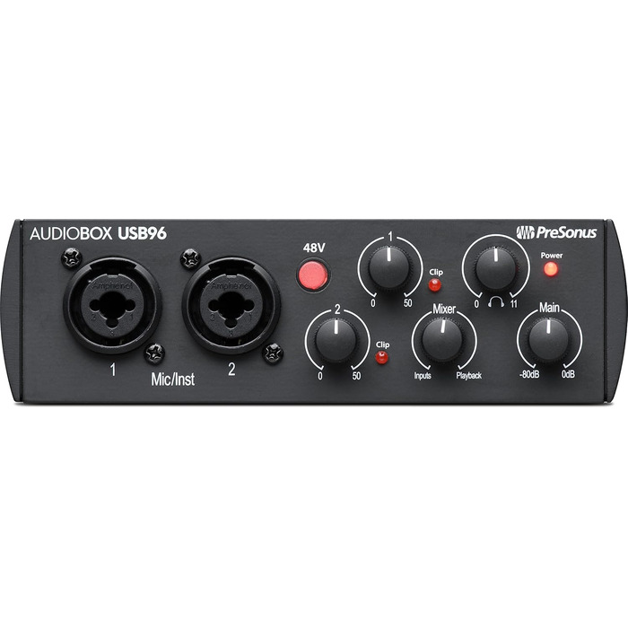 PreSonus AudioBox 96: USB аудіоінтерфейс для запису, стрімінгу, подкастингу + Studio One Artist, Ableton Live Lite (чорний)