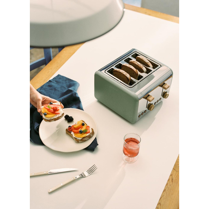 Тостер CREATE TOAST Retro Doble Салатовий - 6 режимів, підігрів, розморожування, термостат, 750W