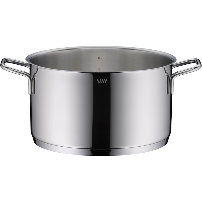 Набір кухонного посуду Silit Extra Cook: каструлі 16/20/24 см з кришками, ковшик 16 см, внутрішня шкала, широкий зливний край, придатний для миття в посудомийній машині, з нержавіючої сталі Crominox
