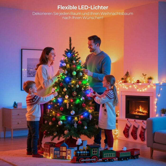 Розумна світлодіодна гірлянда YAYZA! для ялинки 20м, 200 LED RGB (16 млн кольорів), керування через App та пульт, водонепроникна IP44 для дому та вулиці