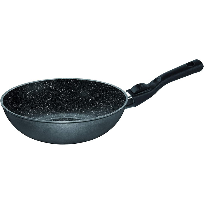 Wok STONELINE Flex 30 см з антипригарним покриттям, знімна ручка, для індукції, без олії, з кам'яними частинками, вироблено в Німеччині