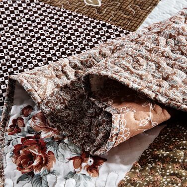 Покривало стьобане Qucover Patchwork 230x250 см для двоспального ліжка, комплект з 2 наволочками 50x70 см, зимовий, поліестер, двосторонній візерунок