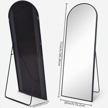 Дзеркало підлогове COFENY Bogen 179x65 см, чорна рама. Дзеркало повний зріст для спальні, вітальні, настінне або підлогове
