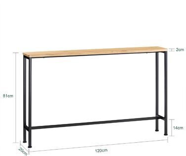 Вузький консольний стіл SoBuy для передпокою 120x80x20 см, стіл-консоль у коридор (колір: натуральний дуб та чорний)