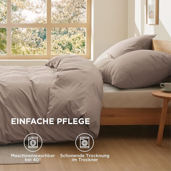 BEDSURE Комплект постільної білизни 135x200, бавовна, 4 частини - комплект постільної білизни, 2 наволочки 80x80 см, Oeko-Tex, Salbei (Хакі)