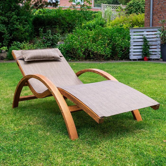 Садова шезлонг-крісло Ampel 24 Relax Tropica з підлікотниками, меблі з обробленого дерева, коричнева вологостійка оббивка