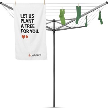 Ротаційна сушарка для білизни Brabantia Topspinner 50м, срібляста, з металевим анкером для кріплення в ґрунт