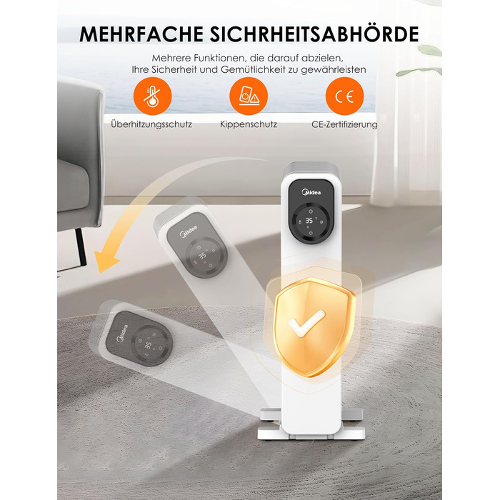 Масляний радіатор Midea NY2311-24UR, 2300 Вт, 11 секцій, з пультом ДК та LED-дисплеєм, чорний