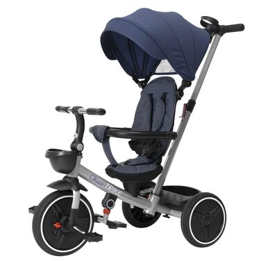 Триколісний велосипед Chicco 4-в-1: від 6 місяців до 4 років, блакитний. Знімний капюшон, EVA колеса, телескопічна ручка, компактне складання, педалі вільного ходу.