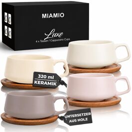 Набір керамічних чашок для капучино MIAMIO Luxe (4 шт по 280 мл), колір Cream Rose
