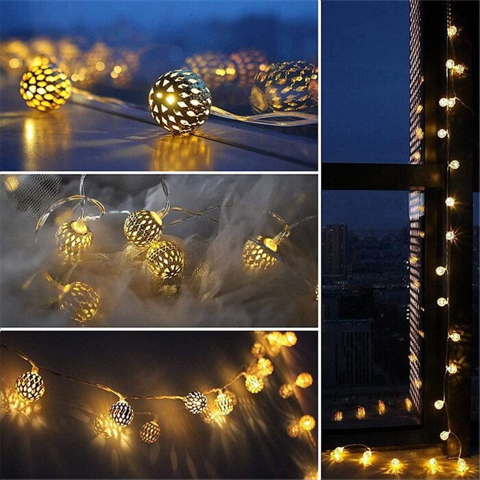 Світлодіодна гірлянда NLNEY 7 м, 50 LED, кулі, сонячна батарея, водонепроникна, для вулиці та дому, тепле біле світло, для саду, балкона, весілля, Різдва