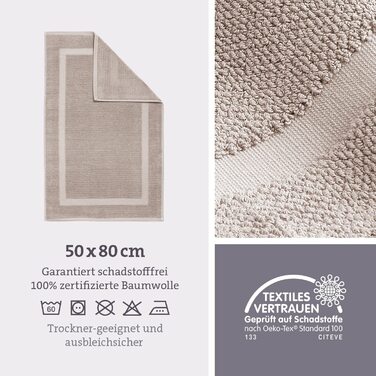 Набір килимків для ванної herzbach home, 100% бавовна, антрацит, 50x80 см, 2 шт., для душу, щільність 1000 г/м², високий рівень вбирання, машинне прання