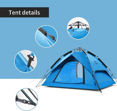 Автоматичний кемпінговий намет Naturehike Pop Up для 3-4 осіб, двошаровий купольний сімейний намет з чохлом для перенесення