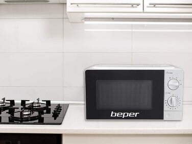 Мікрохвильова піч BEPER BF.570 20 л, без гриля, алюмінієва, чорна-біла