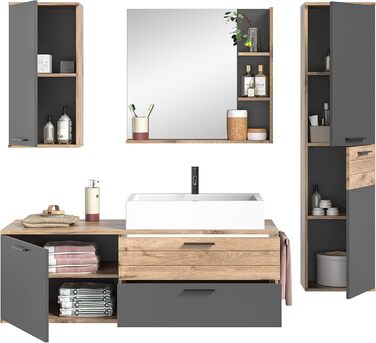 Підвісна шафа для ванної xonox.home Mason, сіра, 37x152x24 см