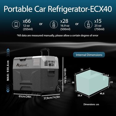 Автомобільний холодильник Alpicool CX50 50л компресорний, портативний, з USB, колесами та телескопічною ручкою для авто, кемпінгу, вантажівок, човнів