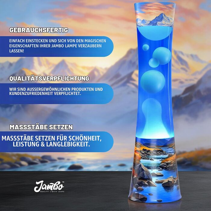 Декоративна лавова лампа Jambo Amber Crystal Liquid Motion Lamp з ефектом руху рідини (фіолетова рідина, жовтий віск), модель River Oasis, 39 см