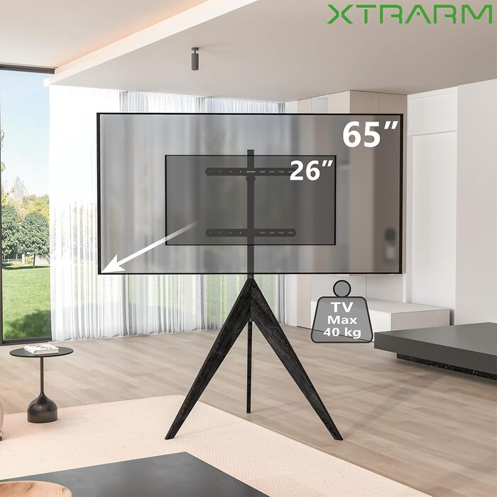 Підставка для телевізора XTRARM Argo, 26-65 дюймів, 40 кг, VESA 400x400 мм, поворот 360°, чорна