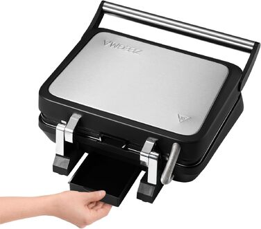 Електрогриль-тостер ZEEGMA Grill Chef 3.0 2-в-1, 2000 Вт, керамічне антипригарне покриття, регульована температура та кут нахилу, можна мити в посудомийній машині