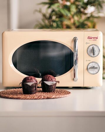 Мікрохвильова піч Girmi FM21 комбінована, 20 л, 700+800 Вт, ретро-дизайн, кремова, для однієї особи