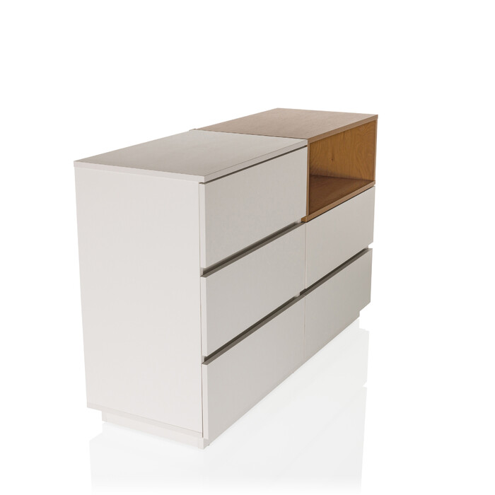 Комод-тумба MELMO S 120x40x76 см, 5 шухляд, білий/дуб, hjh LIVING