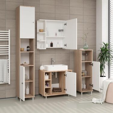 Пенал для ванної Vicco Fynn, білий/дуб сонома, 30x190 см