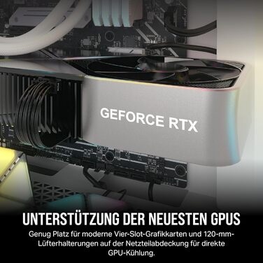 Корпус для ПК CORSAIR 3000D RGB Airflow, середній, білий, з 3 AR120 RGB вентиляторами, підтримка 3-слотової GPU, до 8 вентиляторів 120 мм, високий повітряний потік
