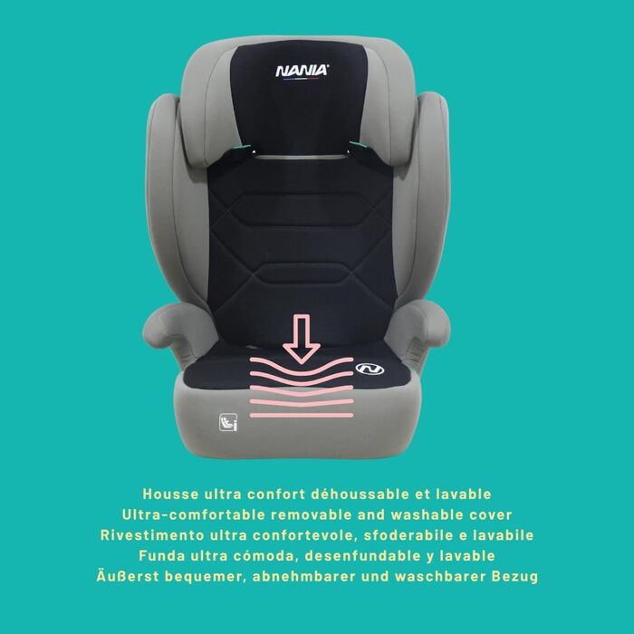 Автокрісло Nania Belem 2 в 1 I-SIZE, 15-36 кг, Група 2/3, 100-150 см, регульована спинка та підголівник, з бічними захистом