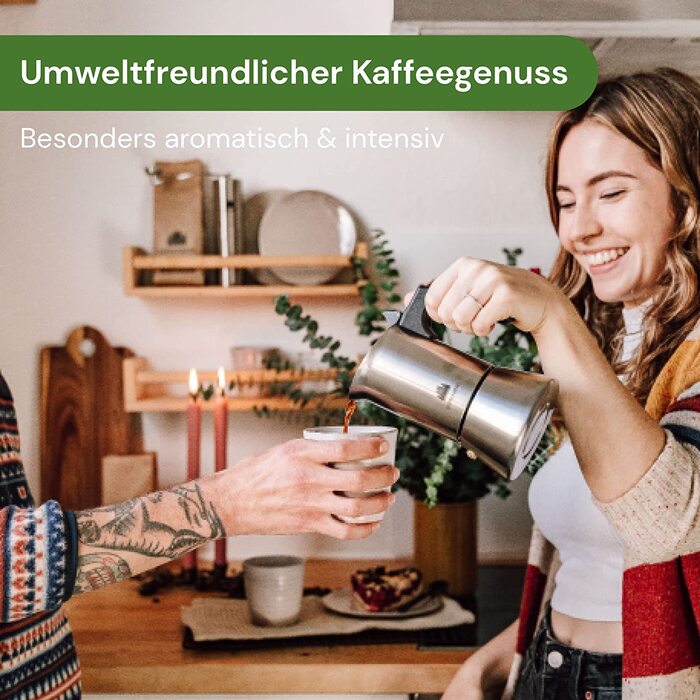 Кавоварка Groenenberg Espresso, підходить для індукційних плит, глечик для еспресо з нержавіючої сталі на 4-6 чашок, 200-300 мл Mocha Pot, без алюмінію, зі змінною пломбою та інструкціями (англійська мова не гарантується)