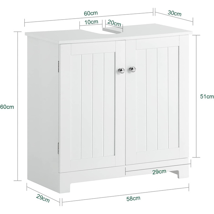 Тумба під умивальник SoBuy BZR18-W, біла, для ванної, 60x60x29 см