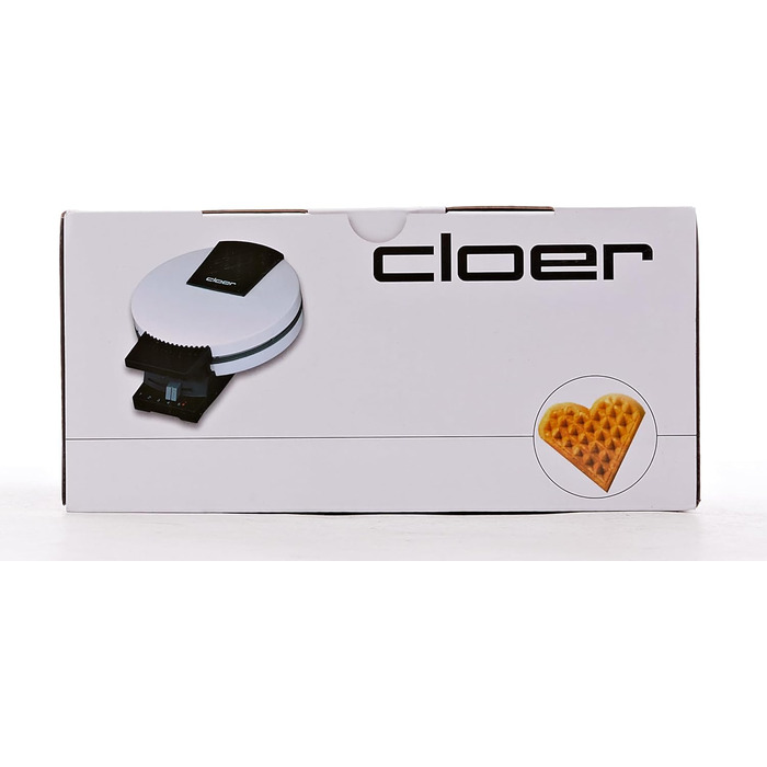 Вафельниця Cloer 171, 930 Вт, 16 см, антипригарна, металева, біла, для серцевидних вафель, без сигналу