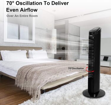 Вежічний вентилятор Turmventilator з пультом, 74 см, 3 швидкості, коливання