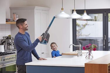 Акумуляторний ручний пилосос BLACK+DECKER BHHV320B, 12В, 25AW, циклонна фільтрація, без мішка, з висувною щілинною насадкою та зарядною станцією, титаново-синій