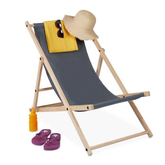 Розслаблюючий шезлонг Relaxdays з дерева, складаний