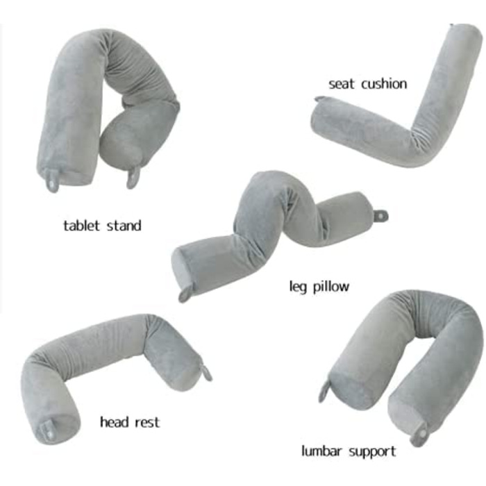 Подорожня подушка Hxcxrst із піноматеріалу Memory Foam, ортопедична подушка для підтримки шиї, підборіддя, талії та ніг, регульована, сіра, для дому, літака, автобуса, поїзда