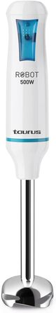 Блендер-пюре Taurus ROBOT 500 PLUS INOX, 500 Вт, 20 швидкостей, електричний, набір: пюре, вінчик, подрібнювач, мірний стакан, білого кольору, підходить для посудомийки