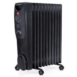 Масляний обігрівач Pro Breeze 2500W, електричний радіатор з 11 секціями, 3 режимами нагріву, термостатом та 24-годинним таймером, захист від перегріву та перекидання, чорний