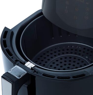 Безмасляна фритюрниця H.KOENIG FRY800, 4 л, 7 програм, сенсорне управління, регулювання температури 80-200°C, знімний кошик, 1400 Вт, можна мити в посудомийній машині