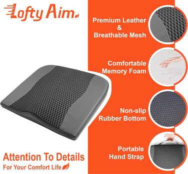 Автомобільна подушка Lofty Aim з Memory Foam для водія: підтримка спини, зняття болю при ішіасі, чорний 4D Mesh. Для автокрісла, офісного крісла, візка.