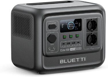 Портативна електростанція BLUETTI Elite 100 V2, 1024Вт·год, LiFePO4 (LFP), 2x1800Вт AC виходи, чорна