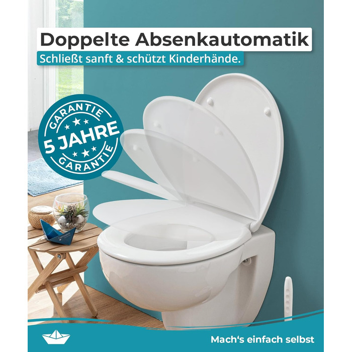 Сидіння для унітаза Calmwaters з мікроліфтом (гігієнічний Duroplast), овальна кришка для унітаза білого кольору, витримує до 250 кг, легкий монтаж, Made in EU