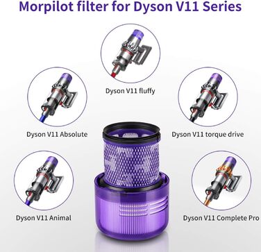 Фільтр morpilot для Dyson V11/V15/SV14/SV22, 2 шт., змінний, для пилососа Absolute/Animal/Extra/Pro/Detect/Torque Drive, миючий, з ручником і щіткою, заміна 970013-02