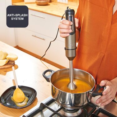 Блендер занурювальний BLACK+DECKER BXHBA1000E 3-в-1, 1000 Вт, 20 швидкостей + турбо, нержавіюча сталь, чорний