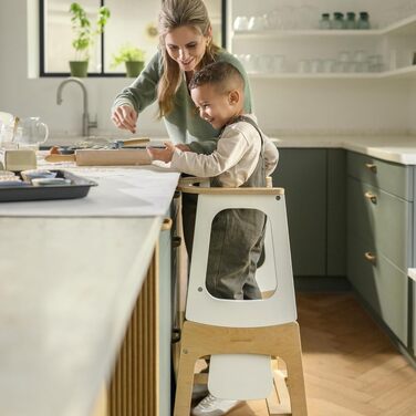 Дитяча Montessori-драбинка Maxi-Cosi Toucan 3-в-1 з дерева: помічник (лернтурм), стілець та стіл з інтегрованою дошкою, FSC-сертифікована натуральна деревина, навантаження до 150 кг