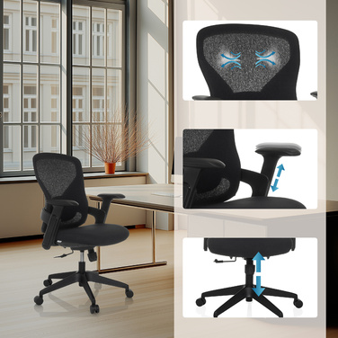 Офісне крісло / обертове крісло NOWUM тканина чорний hjh OFFICE
