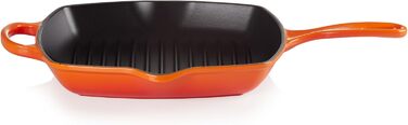 Сковорода-гриль LE CREUSET Signature з чавуну, квадратна, 26 см, для всіх типів плит (включно з індукційними), 2,86 кг, колір: рудо-червоний (Flint)